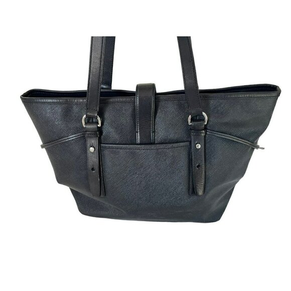 Tumi Villa Black Saffiano Leather Lock Front Tote Bag 73127D2 - Picture 2 of 12